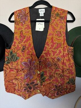 Vintage Theo Women's Floral Button-Down Vest -